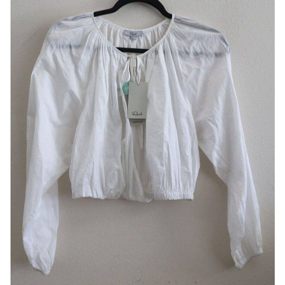 Rails 680-645B-5337 Women's Sz S Beach White Katia Button Front L/S Blouse $168